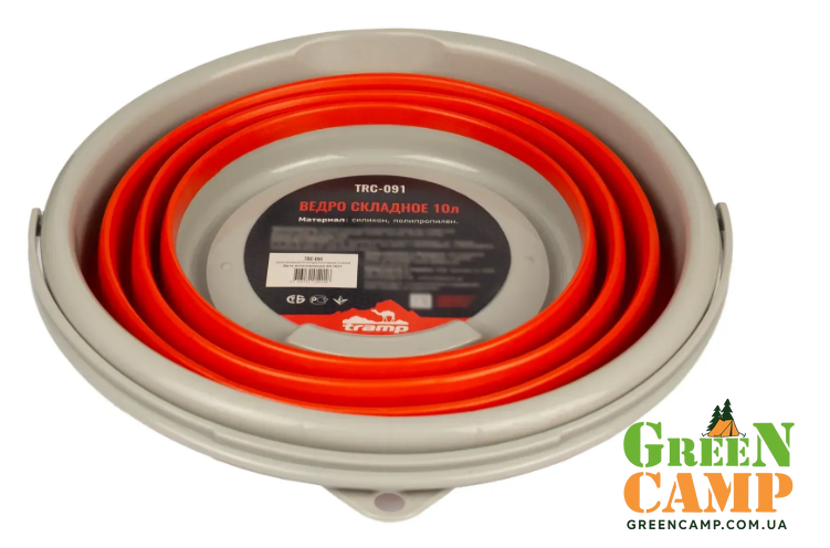 Відро TRAMP складане силіконове 10л, Помаранчевий TRC-091-orange фото